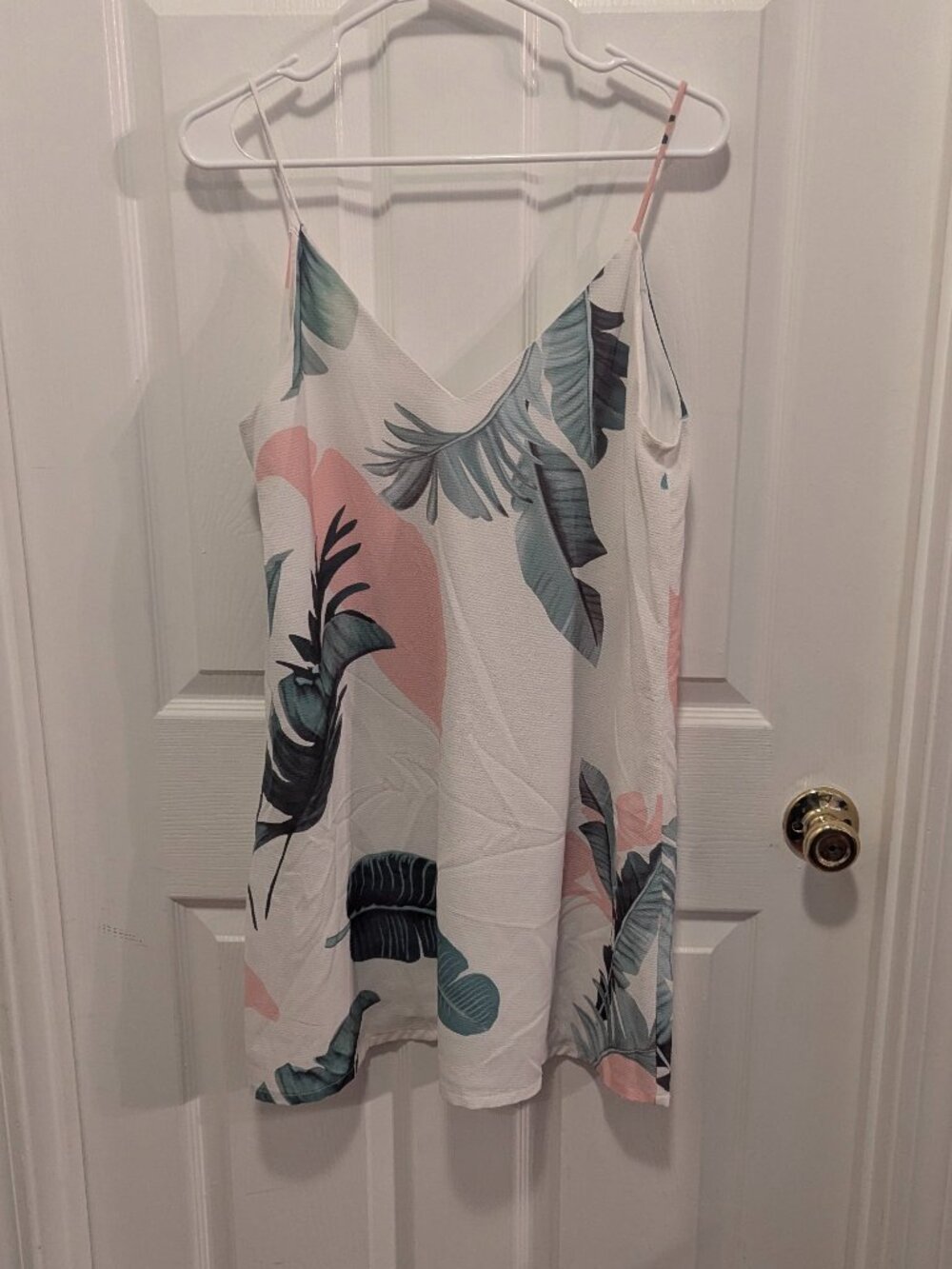 Shein white slip dress with pink and green print - M - Picture 1 of 5